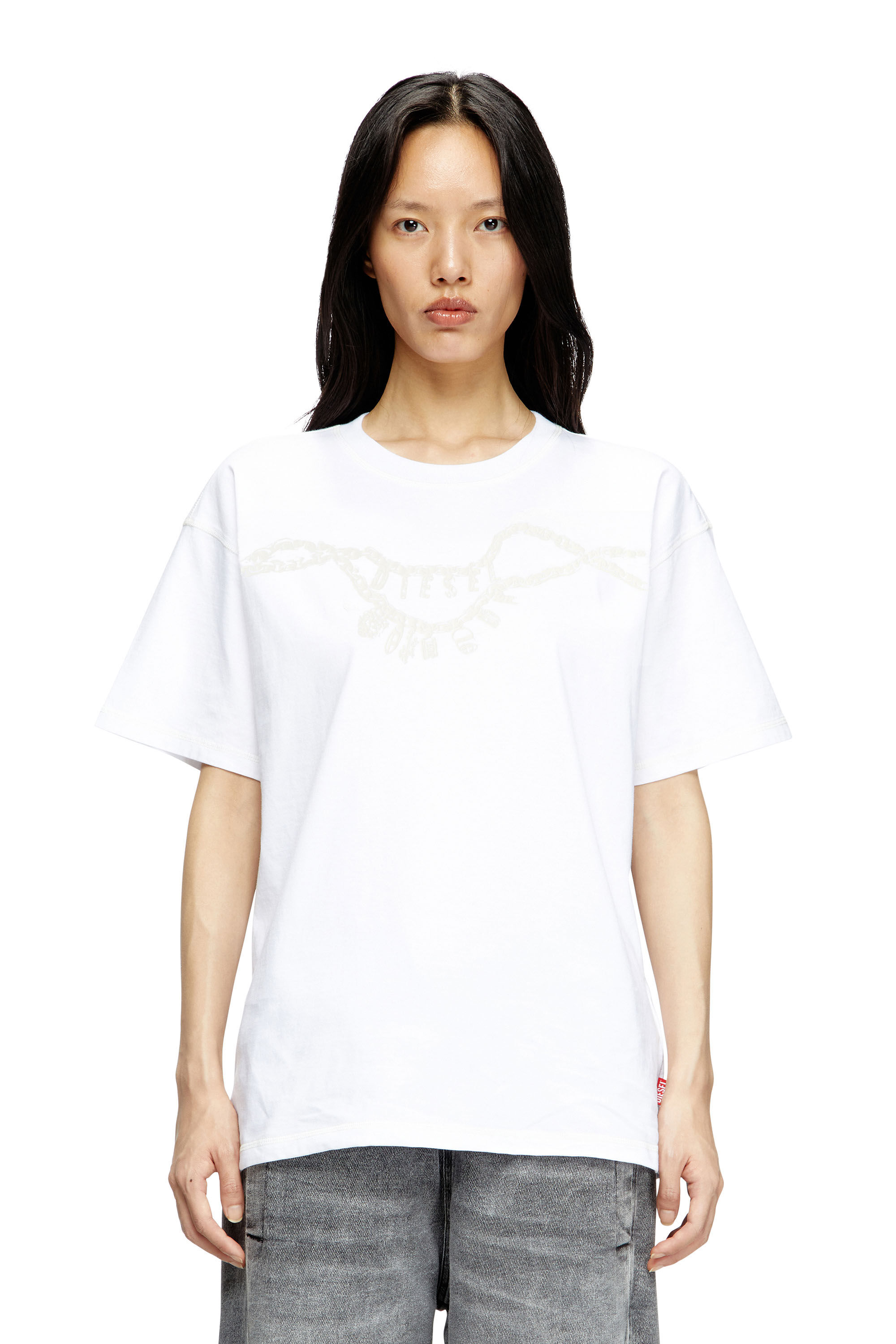 Diesel - T-NORM-HOSHI, Unisex's T-shirt with charm necklace print in ホワイト - 5