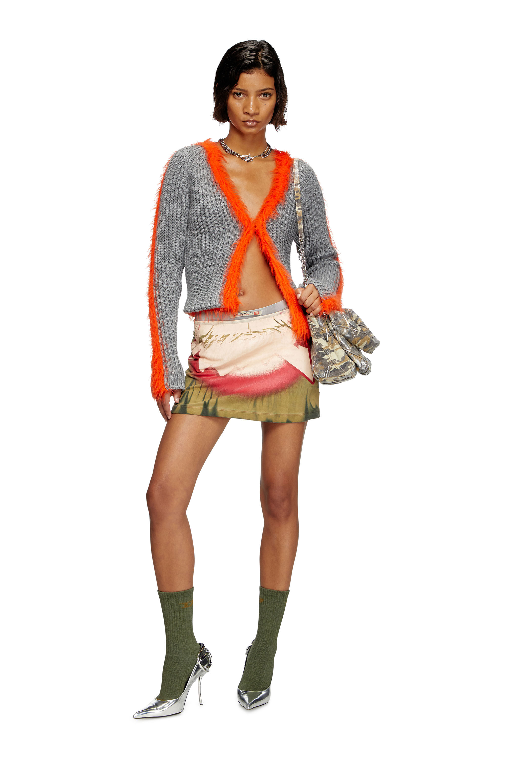 Diesel - O-HUNT-Q1, Female's Mini skirt with blowout print in ミリタリーグリーン - 1