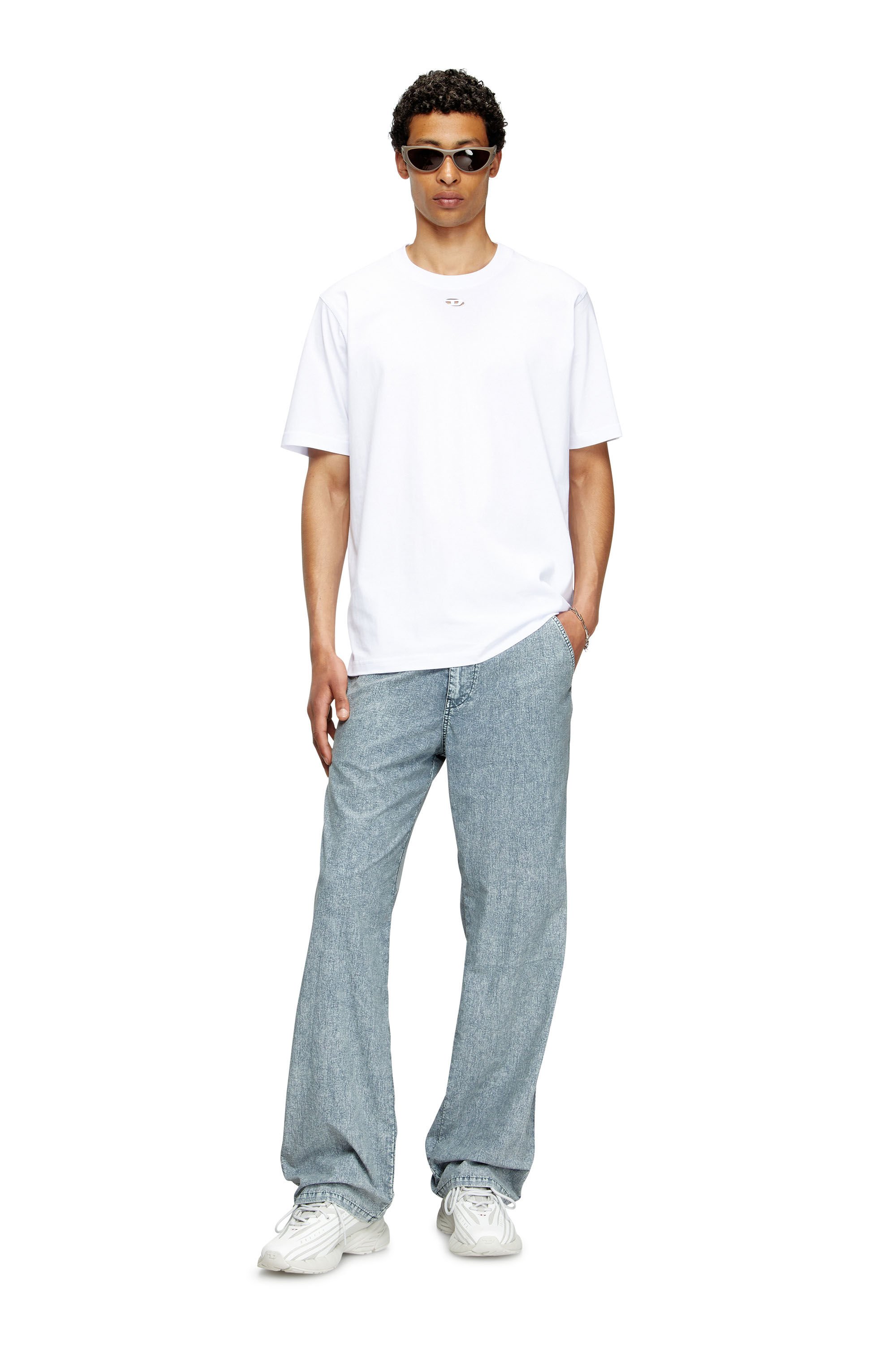 Diesel - T-ADJUST-MAREY, Male's T-shirt with cut-out Oval D in ホワイト - 1