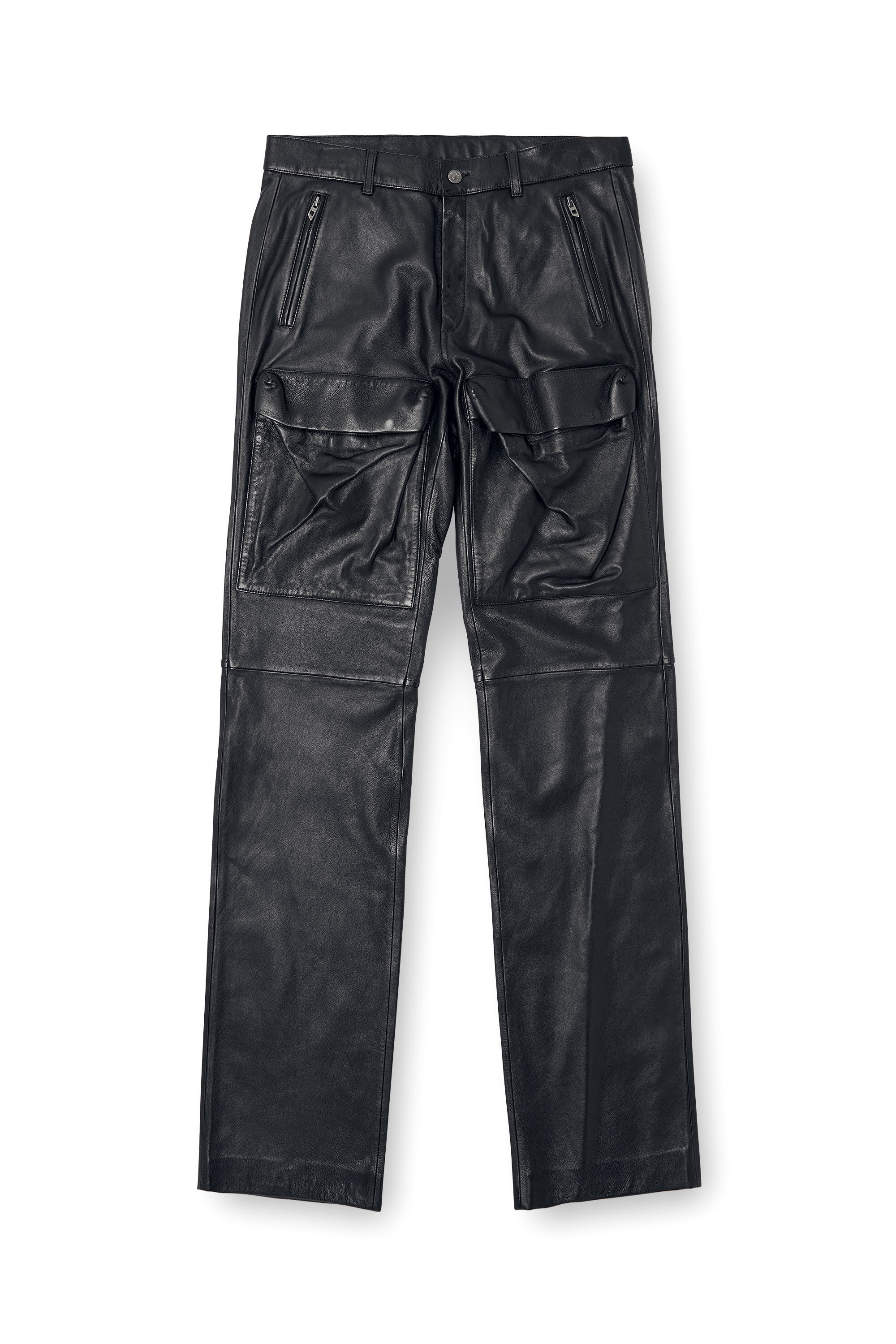 Diesel - P-GAST, Male's Leather pants with utility pockets in ブラック - 5