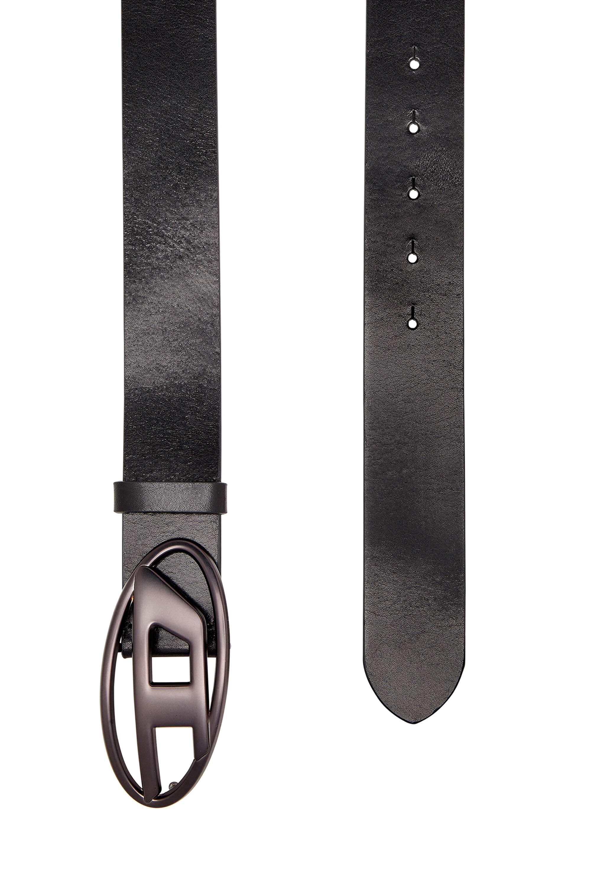 Diesel - B-1DR, Unisex's 3.9cm leather belt with metallic Oval D buckle in ブラック - 2