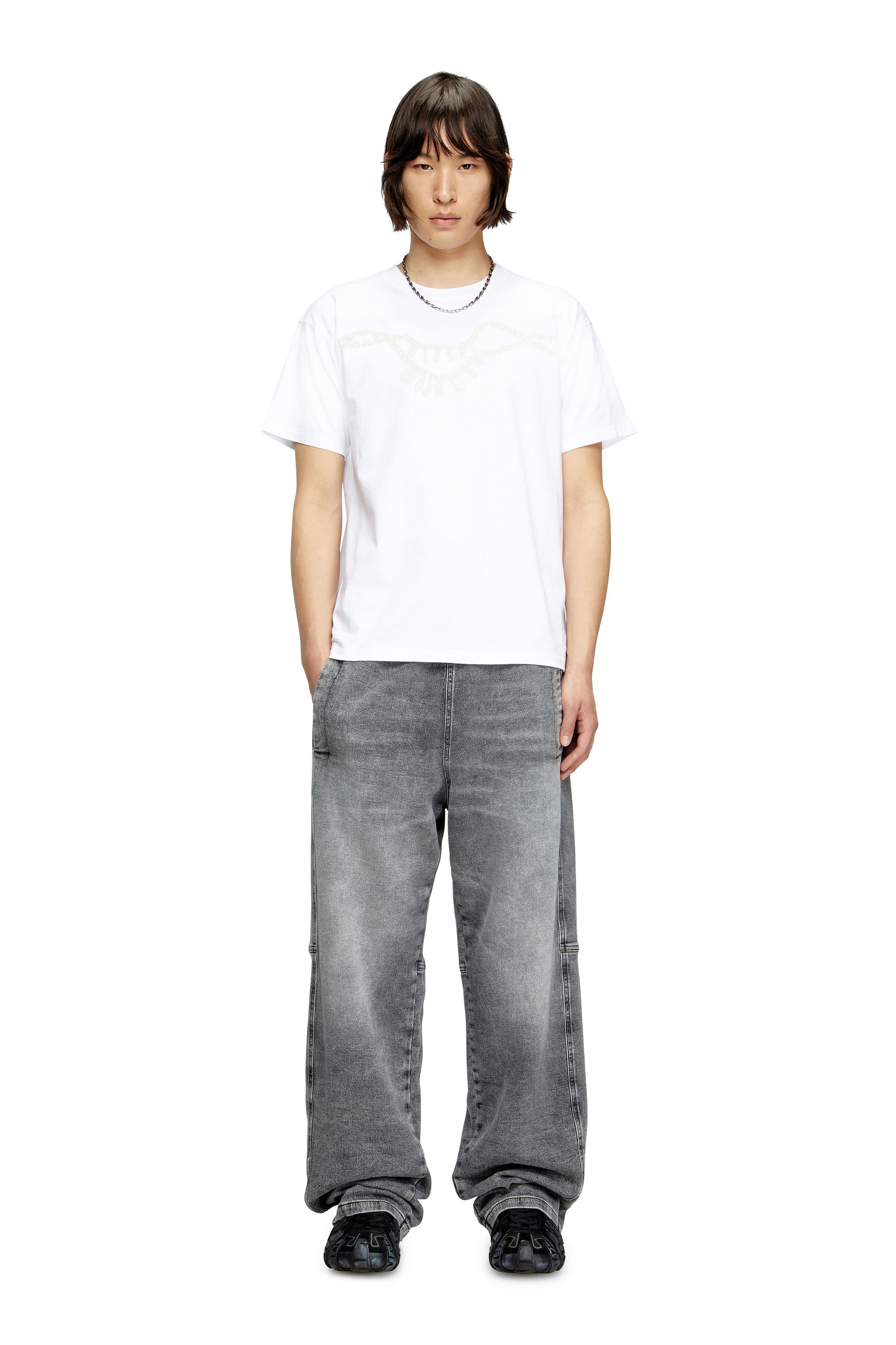 Diesel - T-NORM-HOSHI, Unisex's T-shirt with charm necklace print in ホワイト - 1