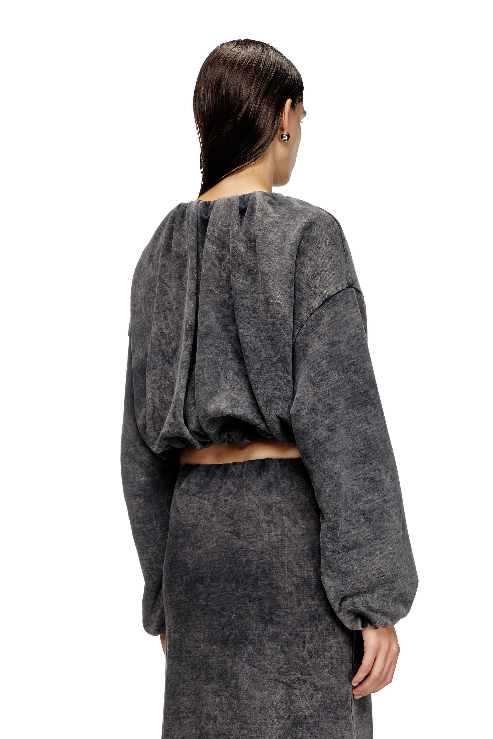 Diesel - F-RESY, Female's Cropped sweatshirt with denim effect in ダークグレー - 5