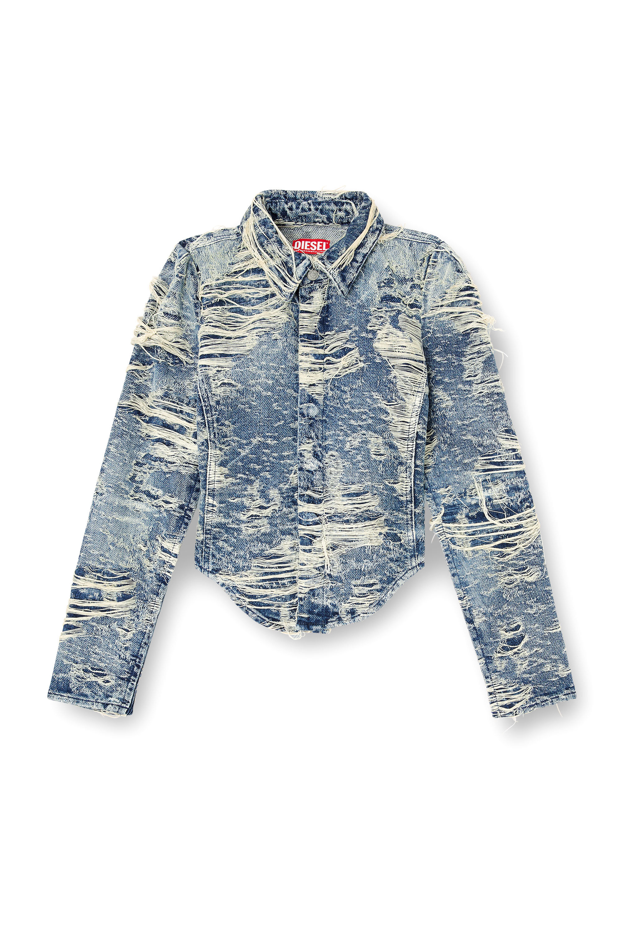 Diesel - DE-MADELINE-FSG, Female's Shirt in jacquard denim with floating threads in ミディアムブルー - 2
