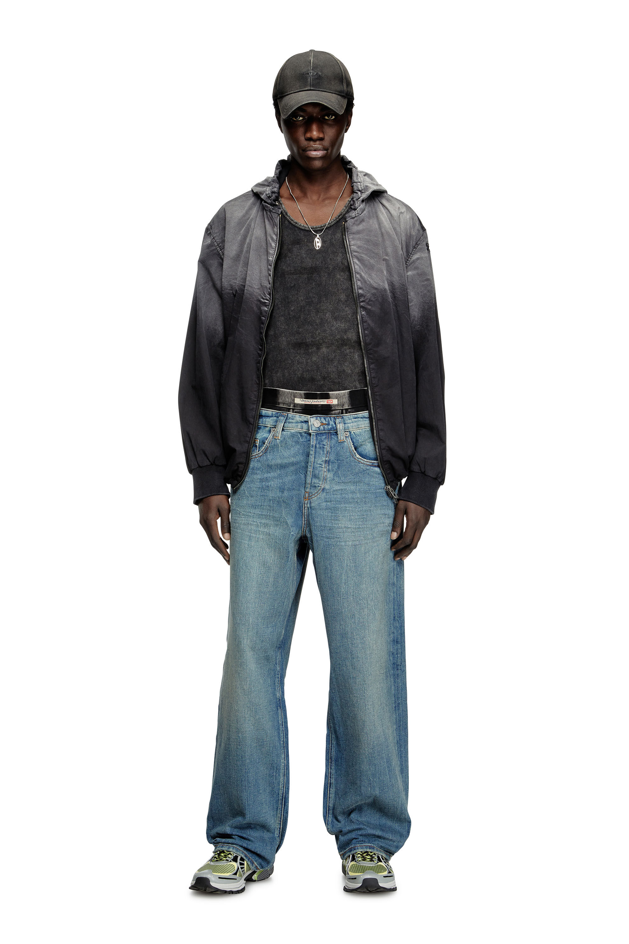 Diesel - S-PRO-V-DENSE LOW, Male's S-Pro-V-Dense-Mesh sneakers with Oval D logo in グレー/グリーン - 1