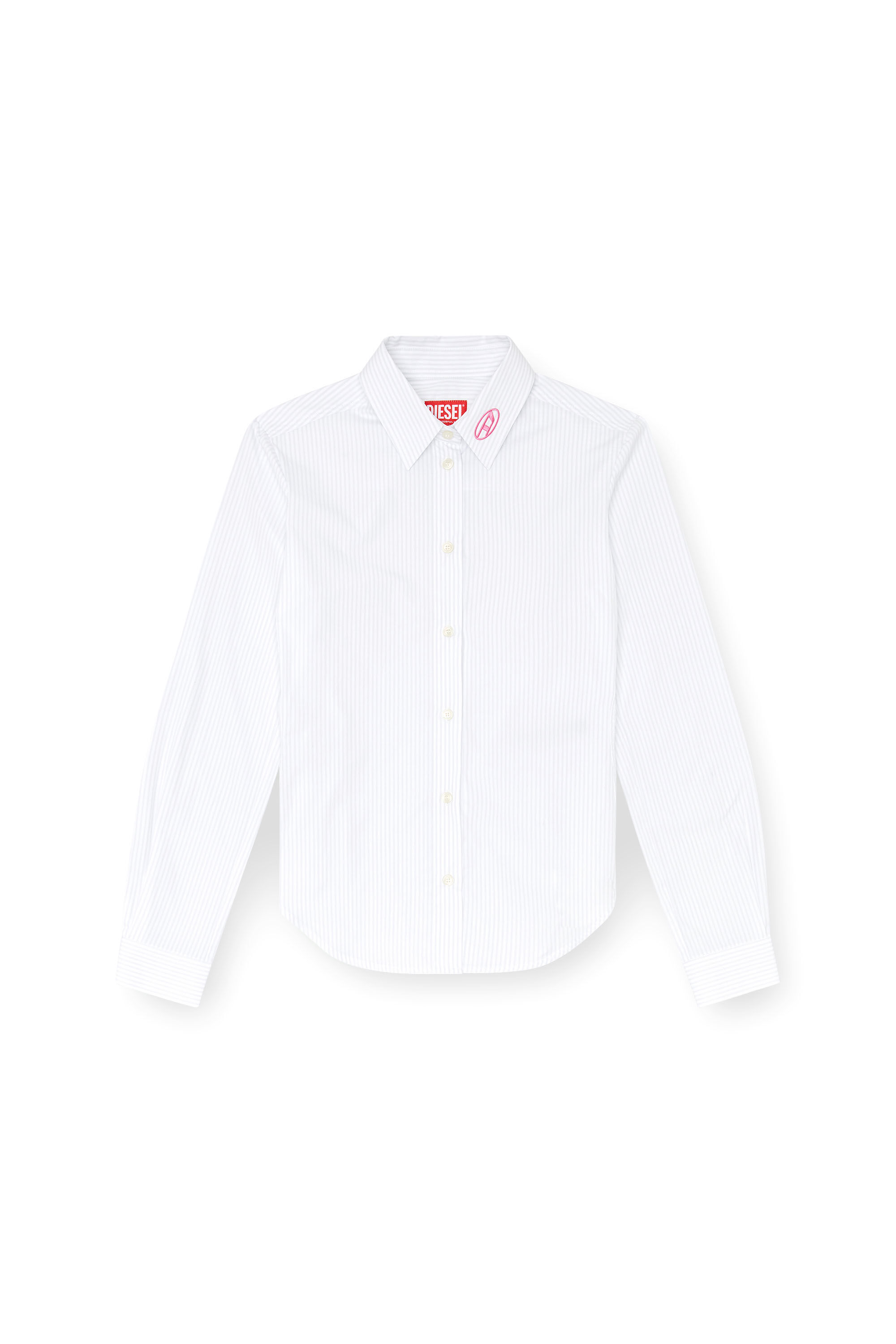 Diesel - C-GISEL-P2, Female's Striped shirt with Oval D embroidery in ライトブルー - 2