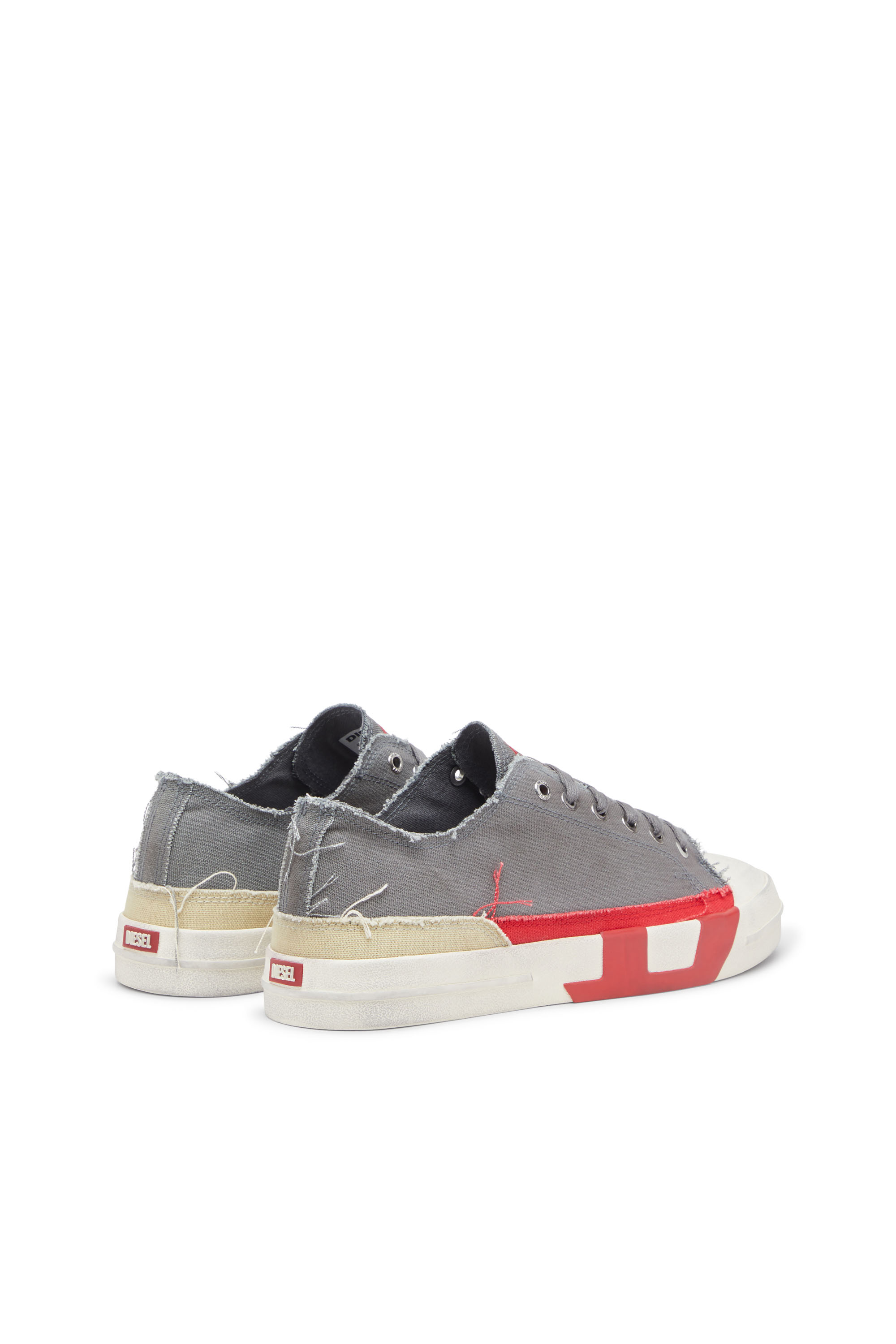 Diesel - S-D-VERSE LOW, Male's S-D-Verse-Dirty-effect canvas sneakers in グレー - 3