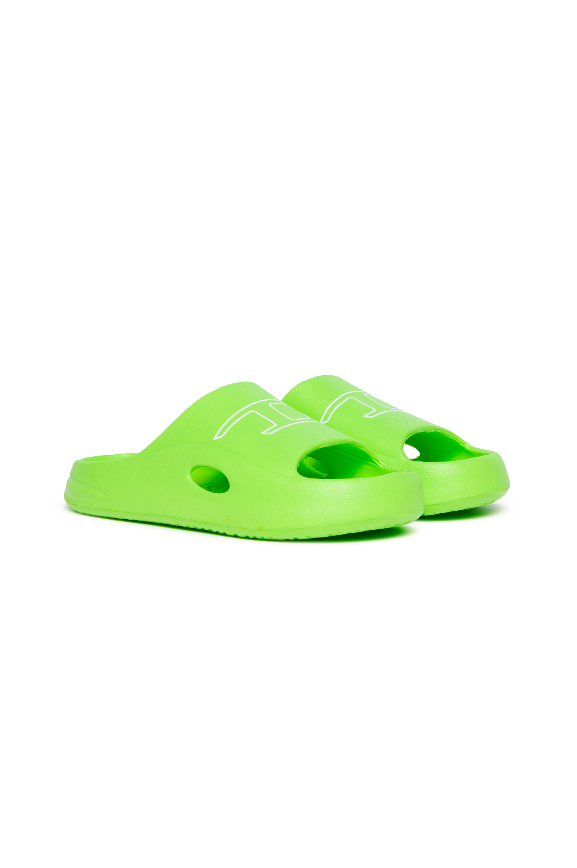 Diesel - SA-CHUNCKY D, Unisex's EVA pool slides with logo print in 蛍光グリーン - 2