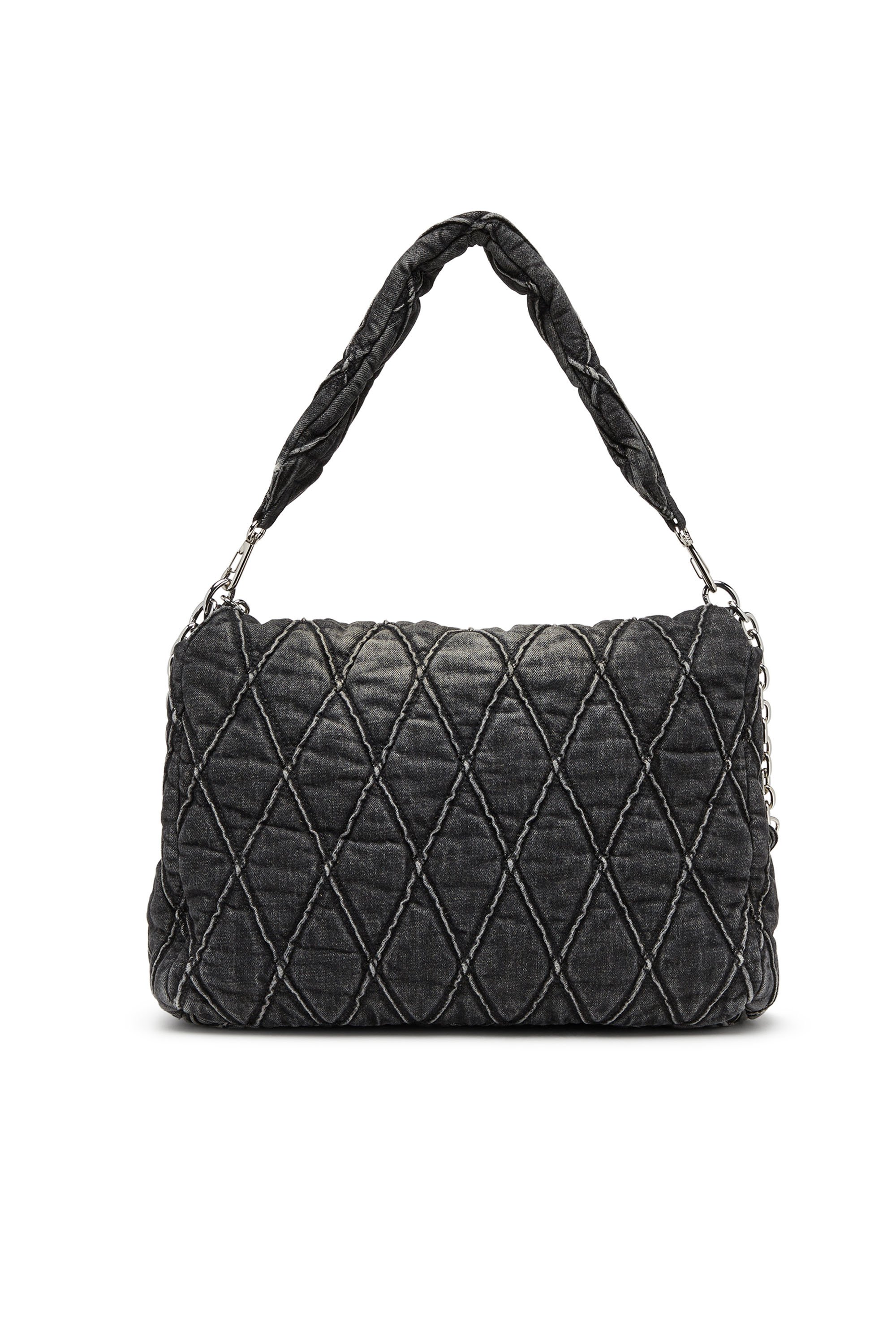 Diesel - CHARM-D SHOULDER L, Female's Charm-D L-Large shoulder bag in quilted denim in ブラック - 2
