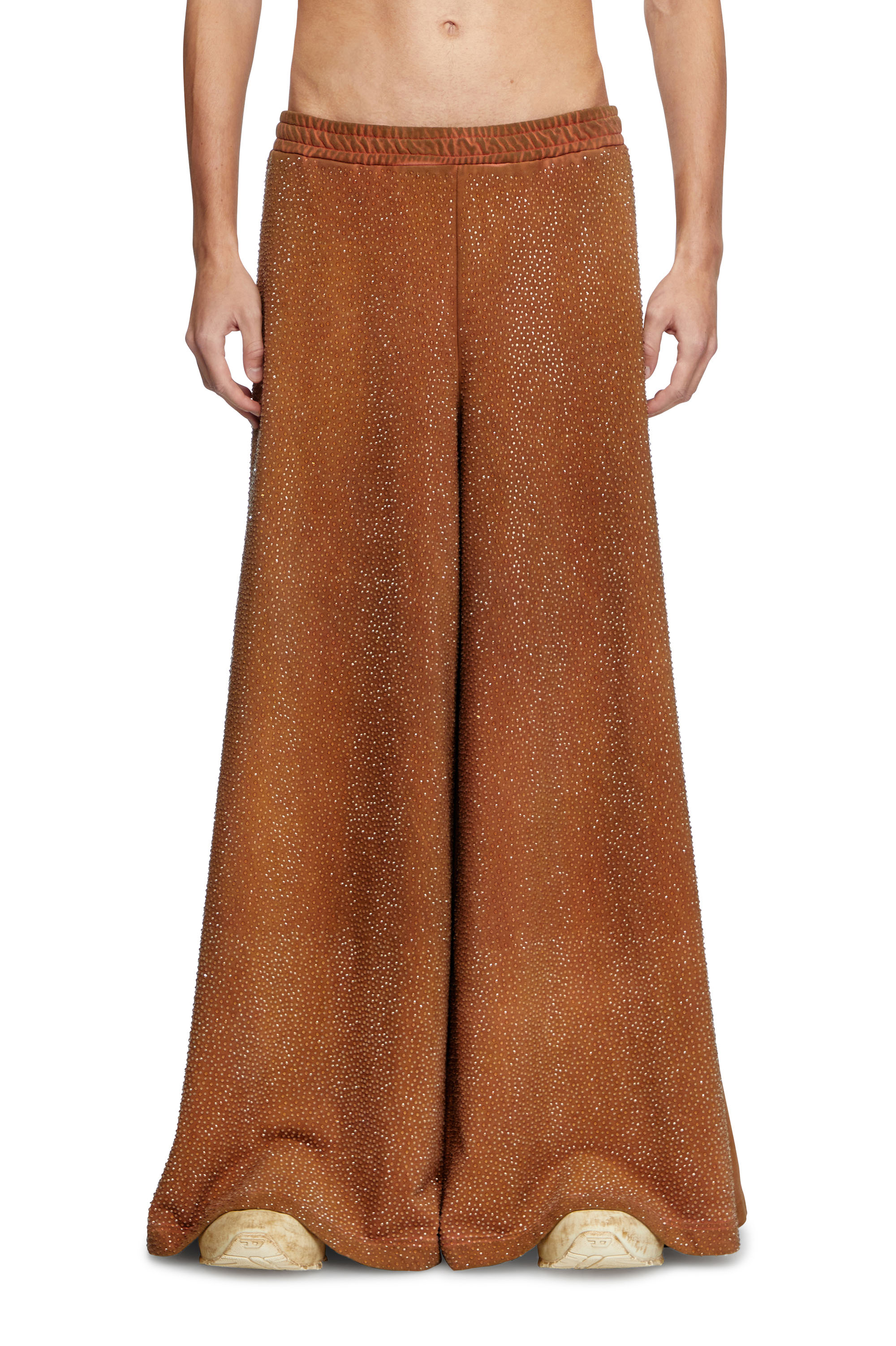 Diesel - P-DAM-LUX-DD, Unisex's Wide-leg sweatpants with crystals in ブラウン - 1