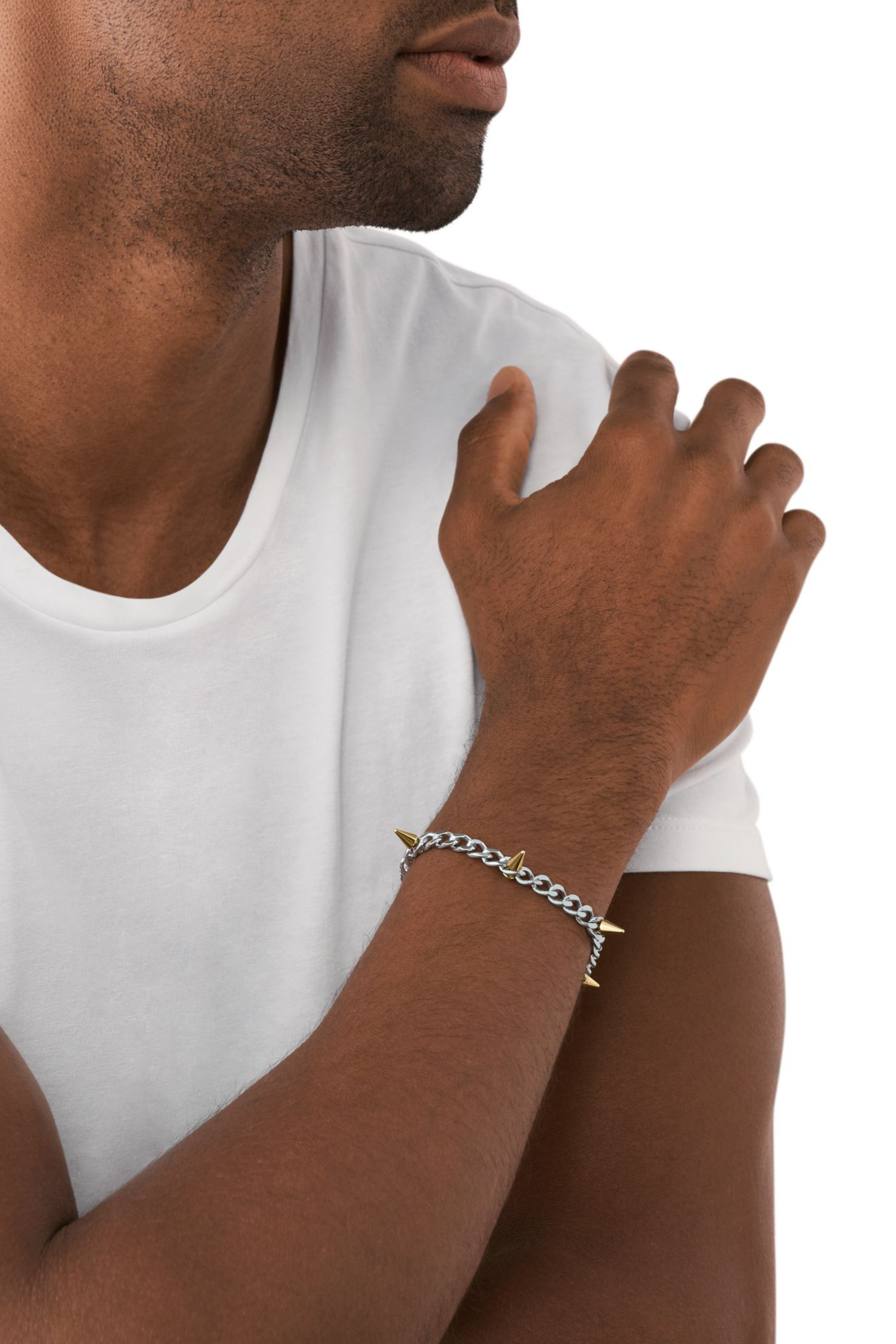 Diesel - DX1453, Unisex's Two-Tone Stainless Steel Chain Bracelet in シルバー - 4