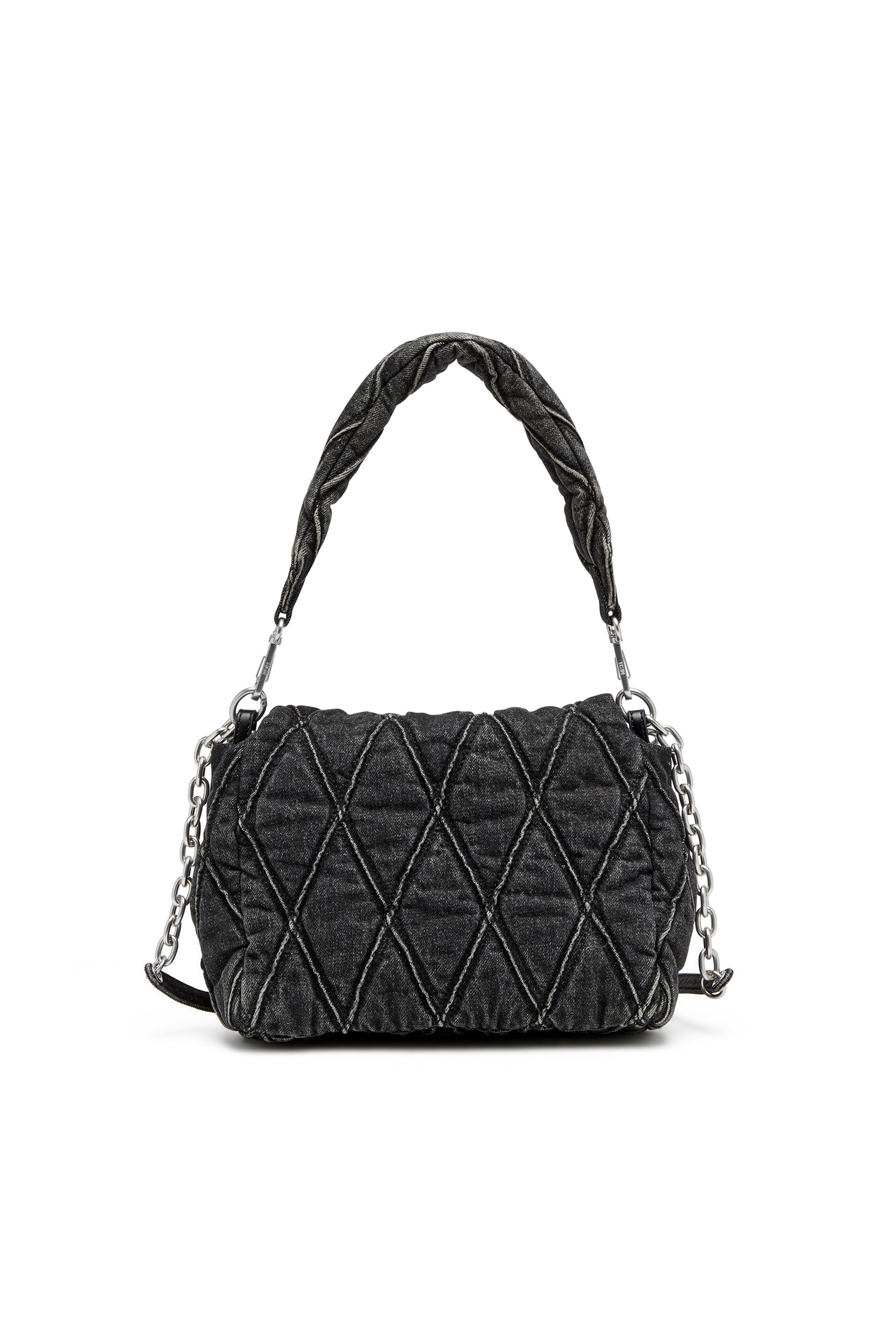 Diesel - CHARM-D SHOULDER M, Female's Charm-D M-Shoulder bag in quilted denim in ブラック - 2