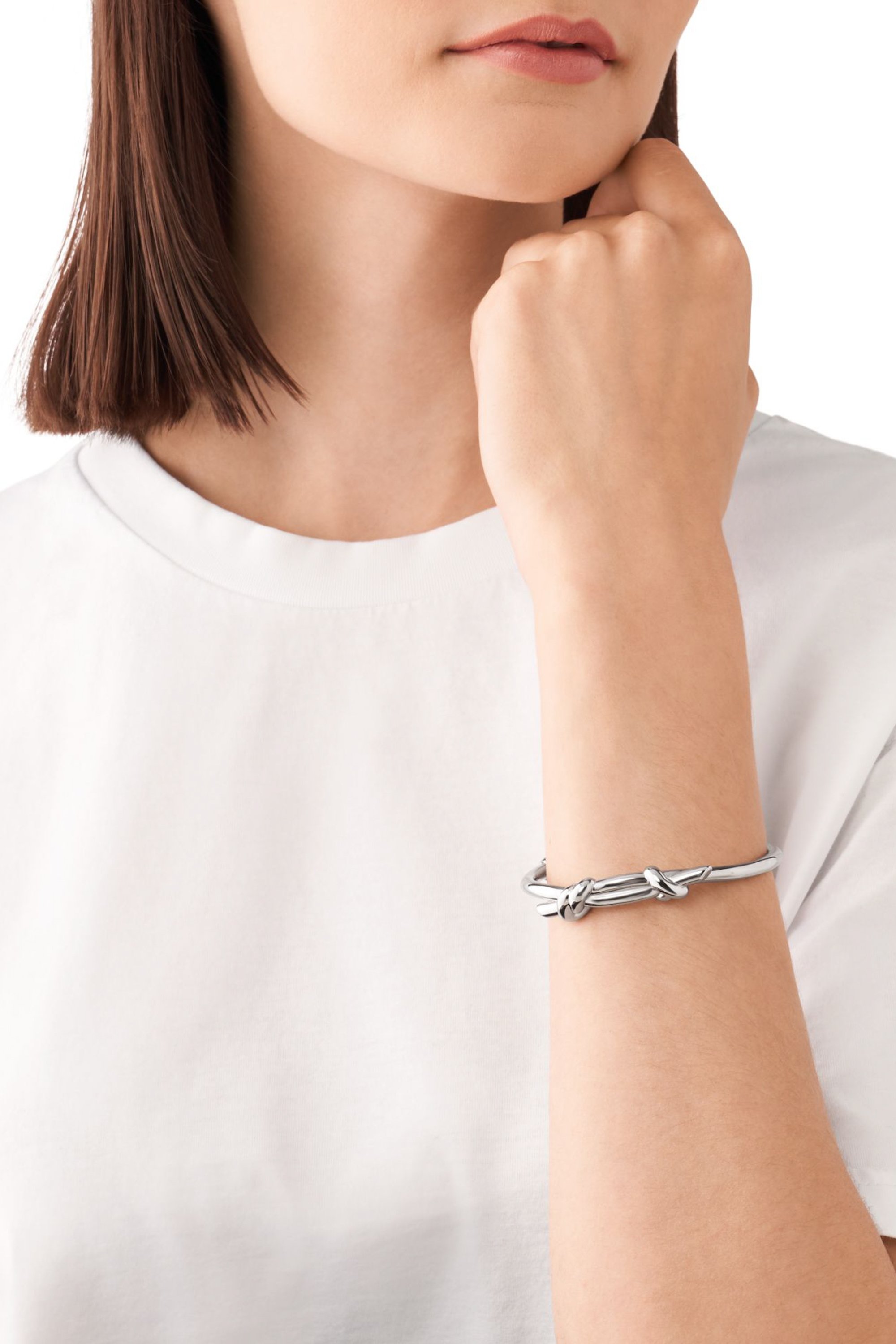 Diesel - DX1448, Unisex's Stainless Steel Cuff Knot Bracelet in シルバー - 4