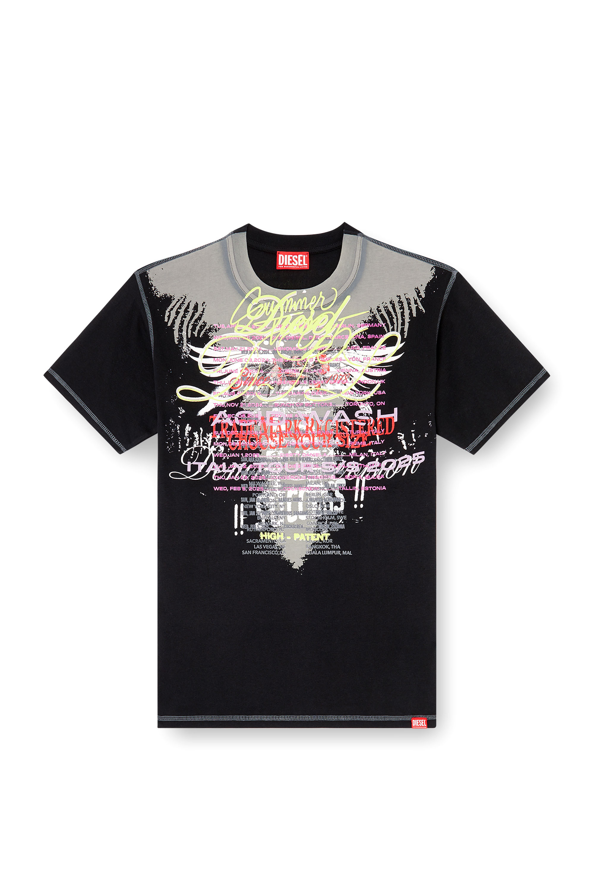 Diesel - T-NORMAC-1, Female's Crew neck T-shirt with lyrics print in ブラック - 3
