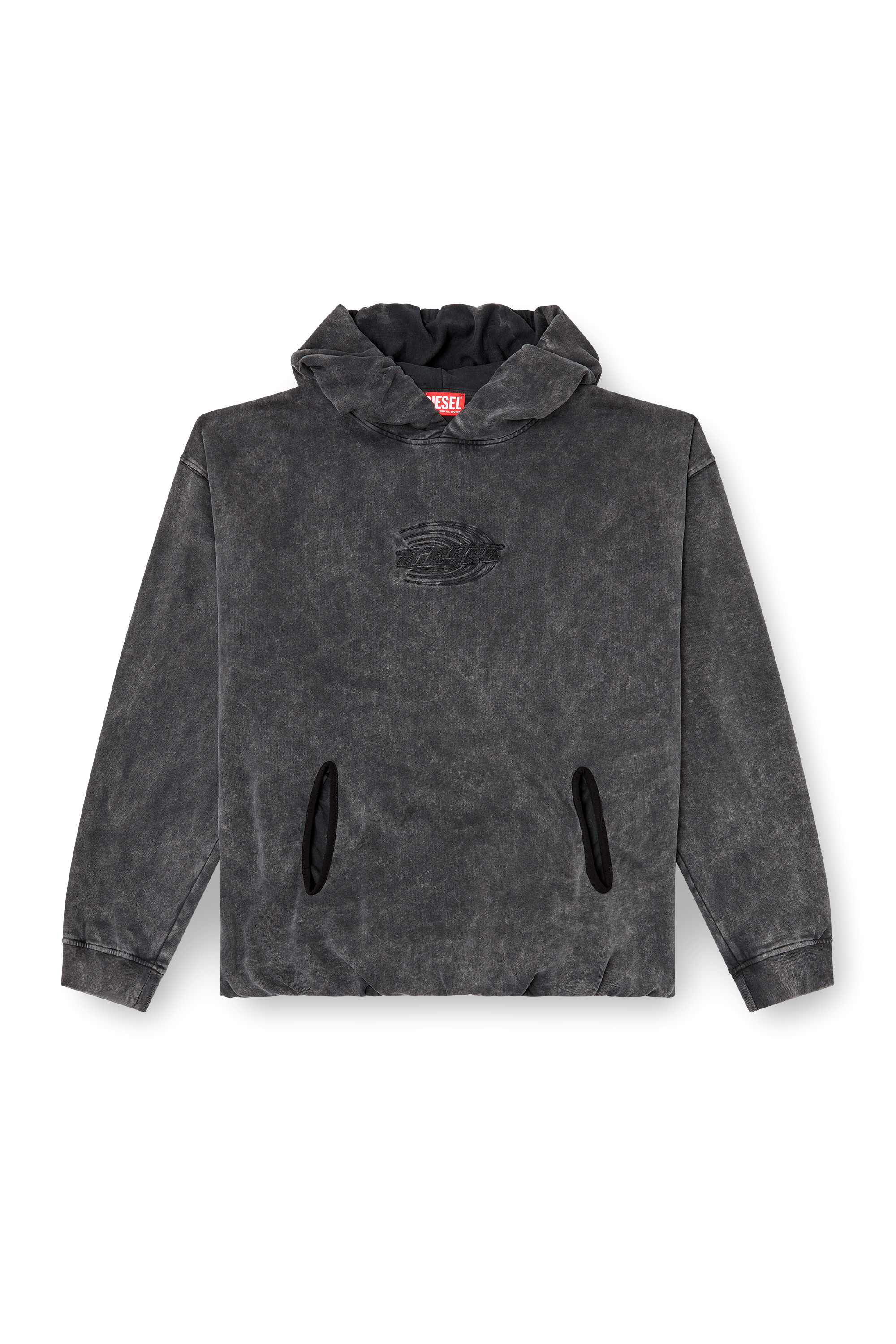 Diesel - S-BOXSTIC-HOOD, Unisex's Gathered acid-wash hoodie in ダークグレー - 4