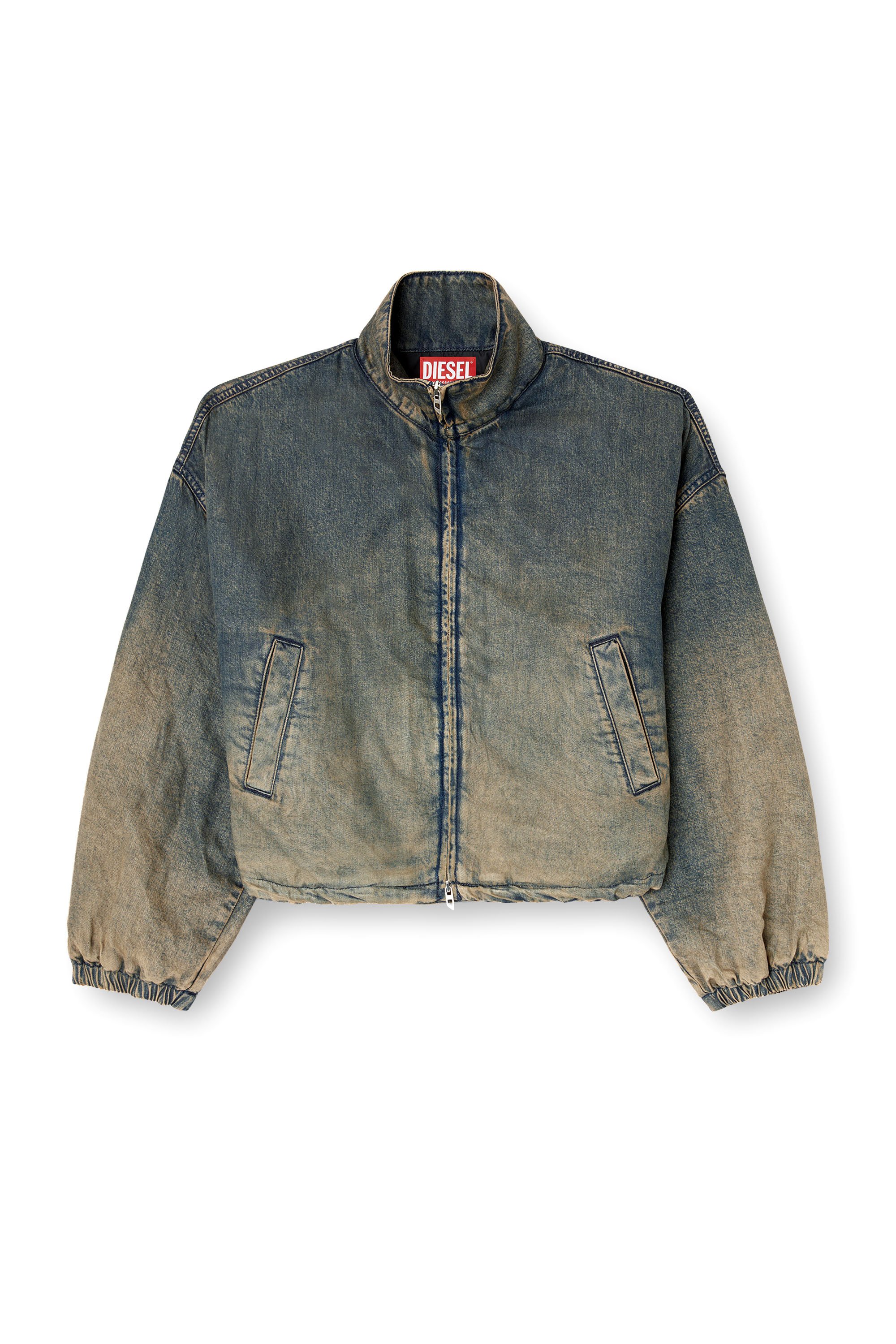 Diesel - DE-FLOWER-S, Female's Zipped jacket in fluid shaded denim in ミディアムブルー - 3