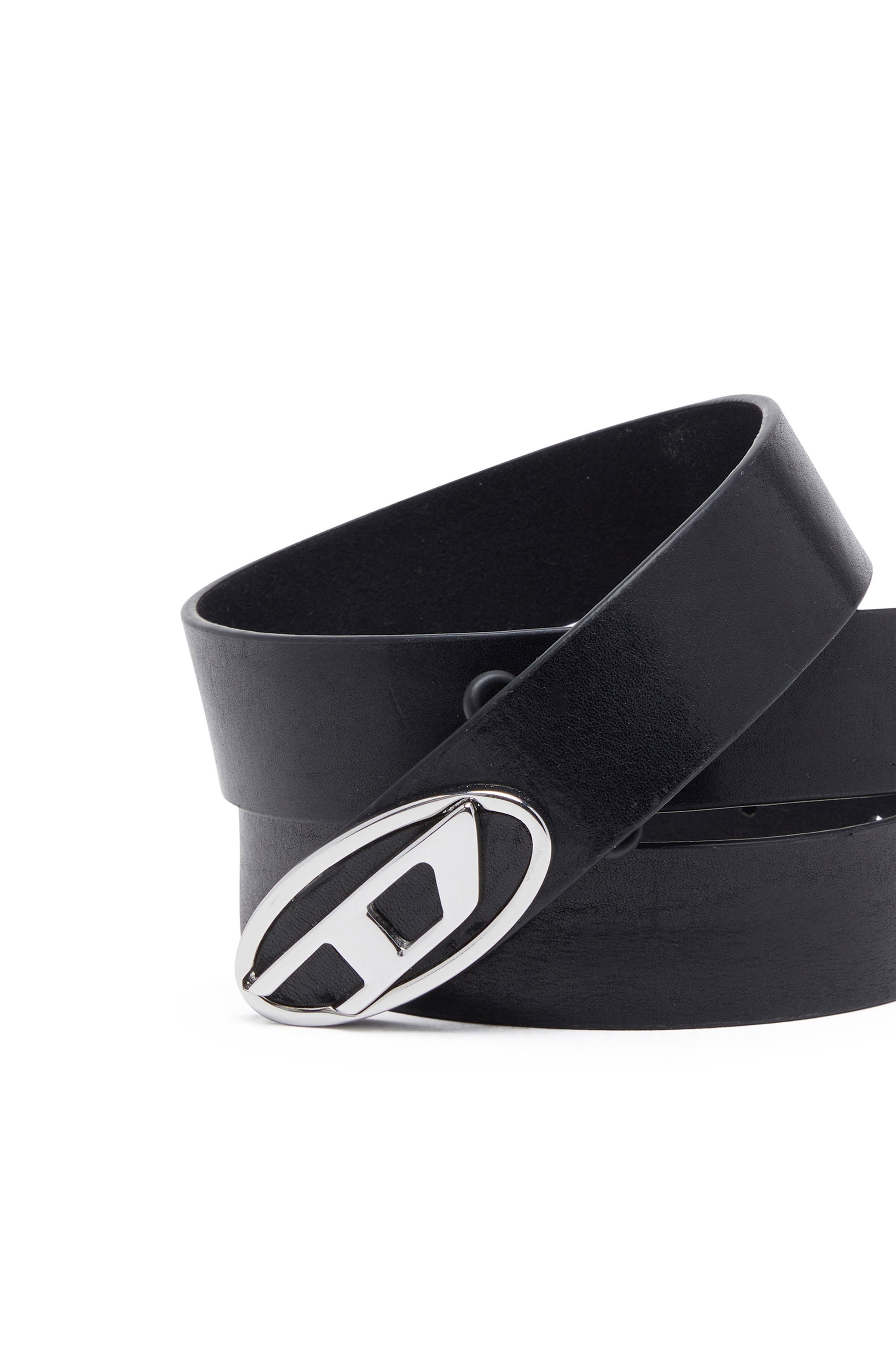 Diesel - B-1DR-LAYER, Male's Leather belt with Oval D logo in ブラック - 3