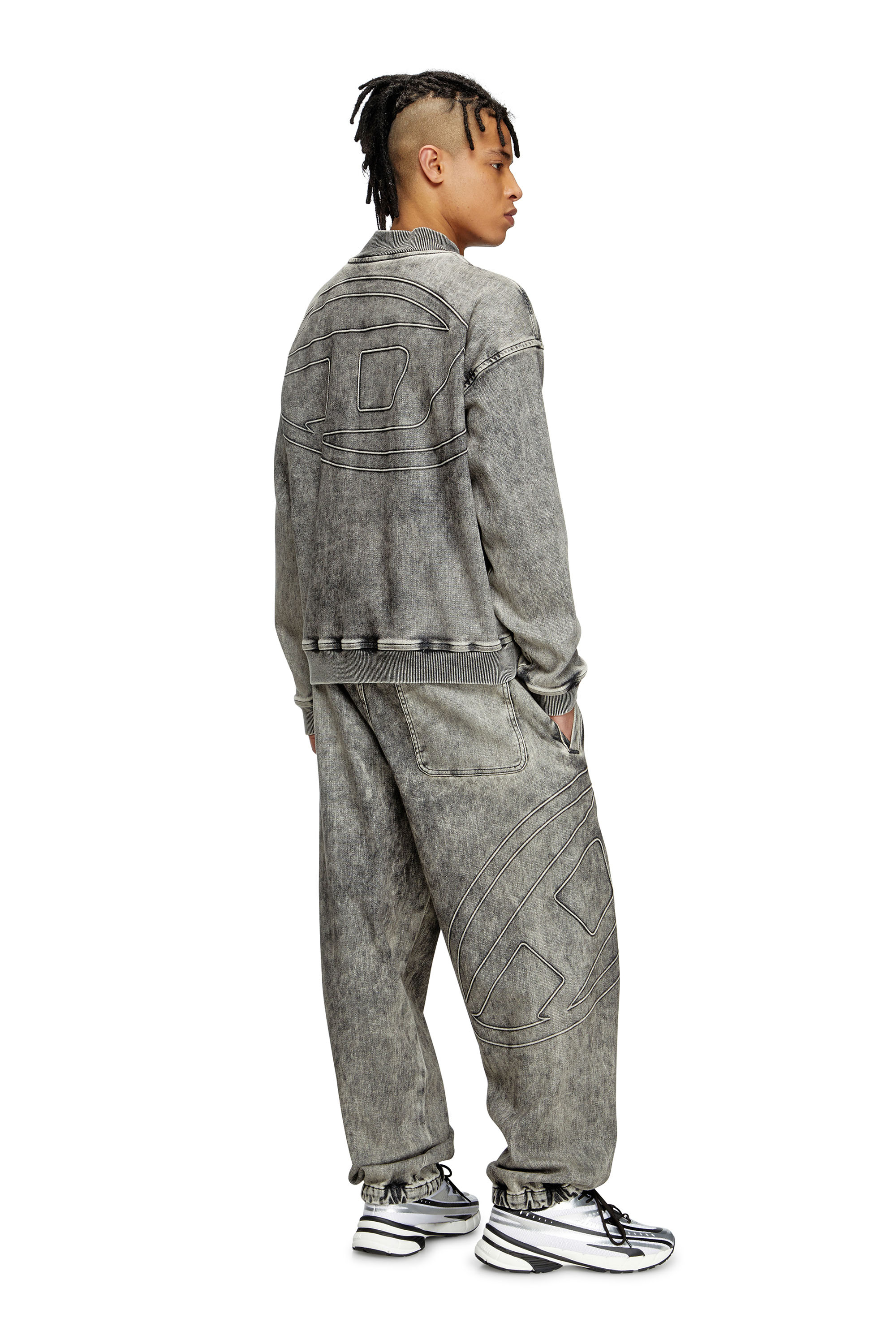 Diesel - D-CARLY-S TRACK, Unisex's Track Denim zip-up sweater with Oval D in ダークグレー - 2