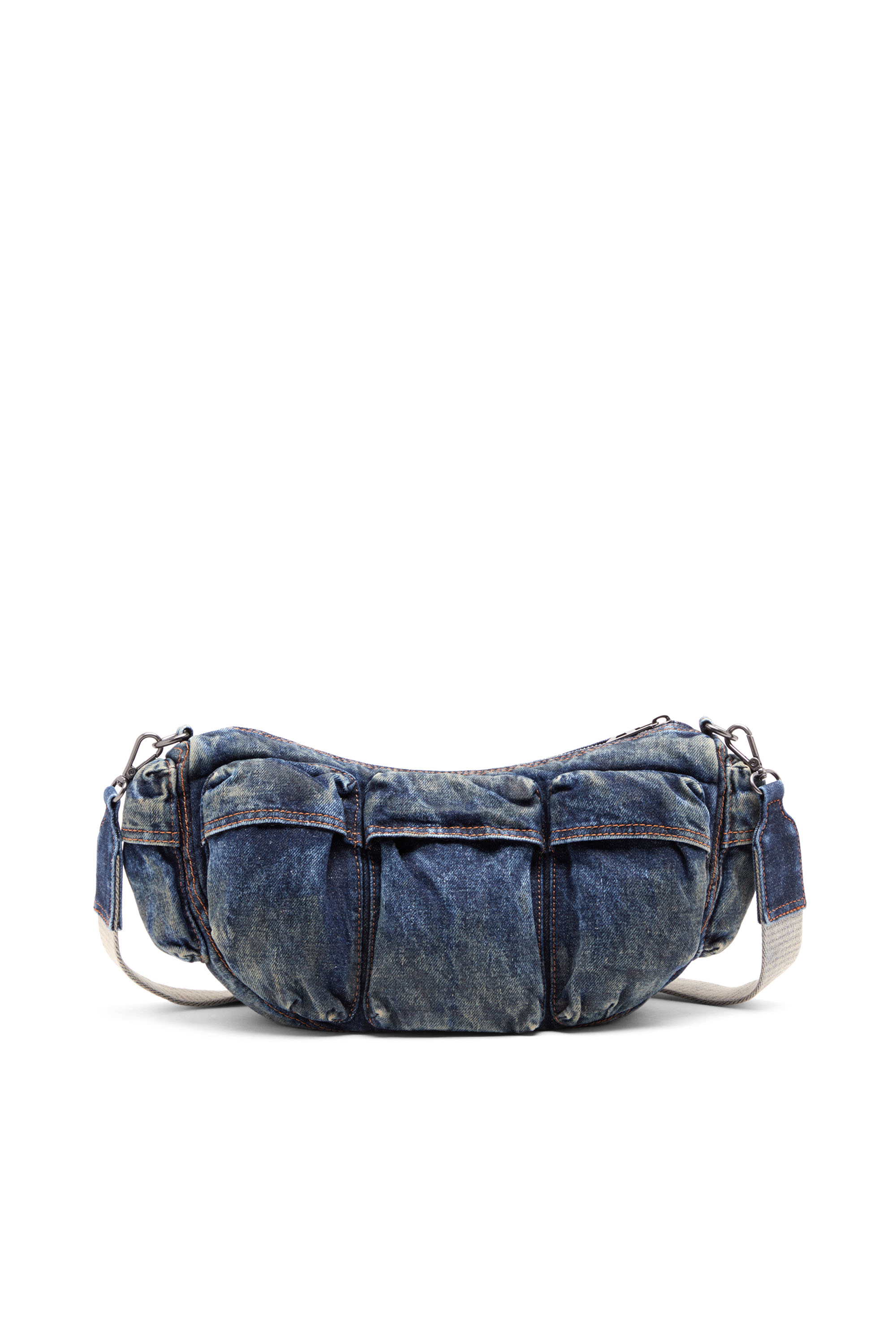 Diesel - RE-EDITION TRAVEL 3000 SHOULDER BAG X, Unisex's Travel 3000-Multipocket bag in treated denim in ブルー - 2